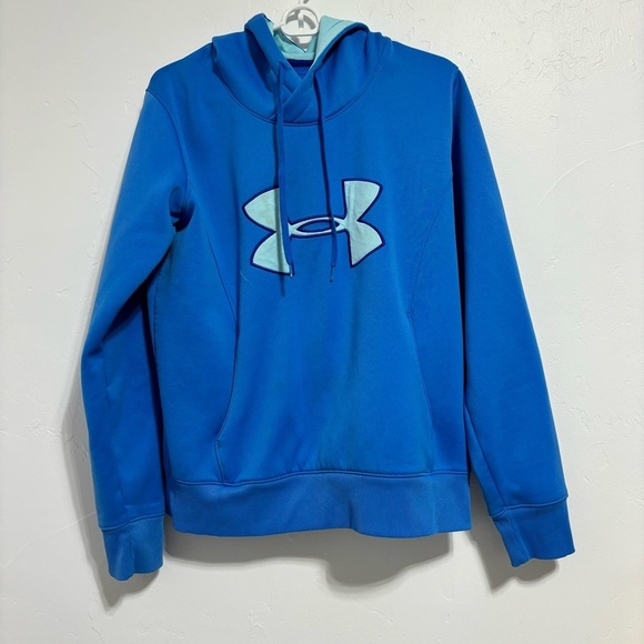 Under Armour Tops - Under Armour Blue Pullover Hooded Hoodie Sweatshirt Women's Large SemiFitted